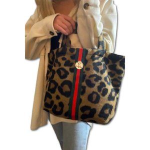 Little Leopard With Striped Band And Bee Tote Bag 16”Wide & 10.5”Long & 6”Deep
